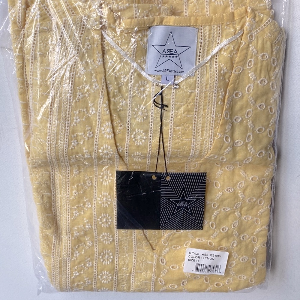 (A56) AREA STARS Luna Eyelet Embroidered Top, Color: Lemon, Size Large, NWT - Picture 8 of 9